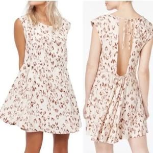 Free People "Fake Love" Flowing Print Cap Sleeve Open Back Mini Dress